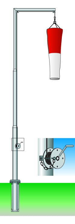 Windsackmast, Länge 9 m, Durchmesser 90/51 mm, Gewicht 75 kg