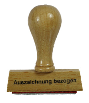 Gummistempel "Auszeichnung bezogen"
