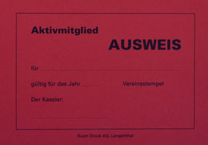 Ausweiskarten für Aktivmitglieder