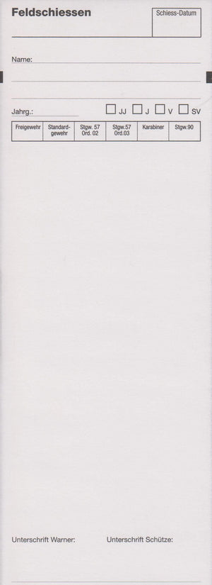 Standblattabschriften für das Feldschiessen, deutsch
