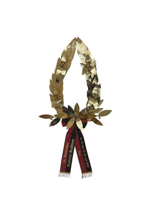 Couronne de section en laurier entièrement en or, avec touffe et rosettes