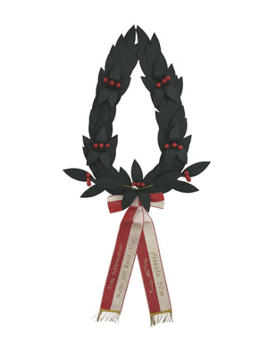 Couronne de section en laurier verte, avec touffe et rosettes