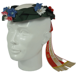 Couronne de tête en laurier verte, avec fleurs de montagne