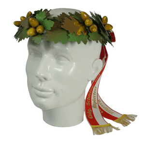 Couronne de tête en chêne verte, garnie d'à côté, 8 garnitures en or