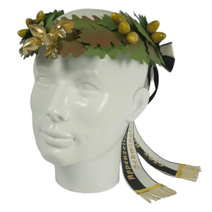 Couronne de tête en chêne verte, garnie d'une étoile en front, 7 garnitures en or