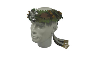 Couronne de tête en chêne verte, garnie d'une étoile en front, 7 garnitures en argent
