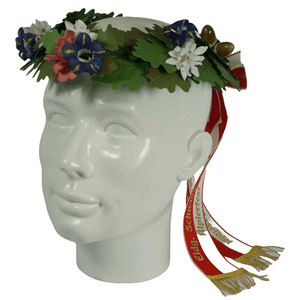 Couronne de tête en chêne verte, avec fleurs de montagne