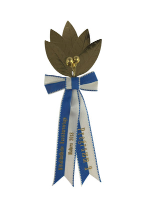 Palme, 5 feuilles, en laurier, entièrement en or, 2 baies