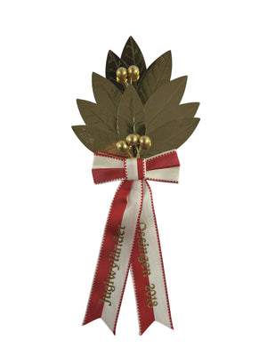 Zweig, 10 Blatt, in Lorbeer, ganz gold, 5 Beeren
