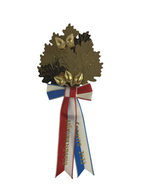 Zweig, 10 Blatt, in Eiche, ganz gold, 5 Eicheln