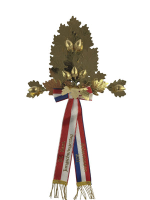 Palme, grande-épée, 24 feuilles, en chêne, entièrement en or, 7 glands