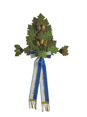 Palme verte, grande-épée, 24 feuilles, en chêne, 7 glands