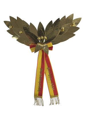 Kranzform als Doppelzweig, 26 Blatt, in Lorbeer, ganz gold, 7 Beeren