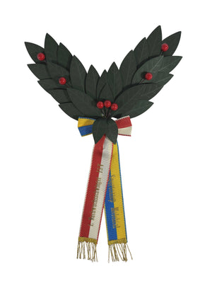 Palme verte, demi-couronne, 26 feuilles, en laurier, 7 baies