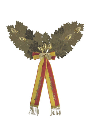 Palme, demi-couronne, 26 feuilles, en chêne, entièrement en or, 7 glands