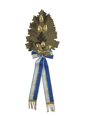 Zweig, 16 Blatt, in Eiche, ganz gold, 6 Eicheln