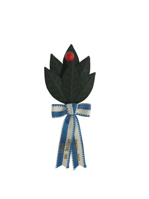 Zweig, 6 Blatt, in Lorbeer, 1 Beere