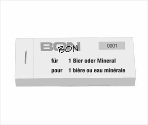 Block Verpflegungsbon "1 Bier oder Mineral"