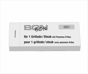 Block Verpflegungsbon "1 Grillade / Steak mit Pommes Frites"
