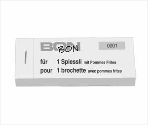 Block Verpflegungsbon "1 Spiessli mit Pommes Frites"