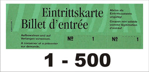 Blocs de billets d'entrée, Série de 5 blocs, 1-500