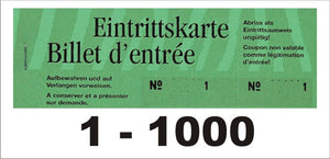 Blocs de billets d'entrée, Série de 10 blocs, 1-1000